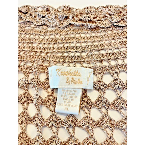 Vintage Kroshetta By Papillon Champagne Crocheted Cardigan Boho Hippie 70s Retro - Picture 4 of 9